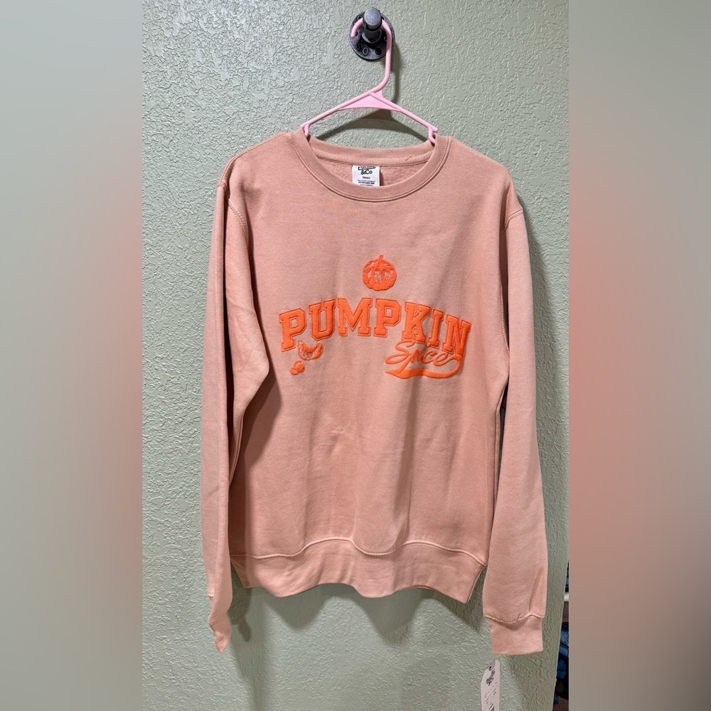 Pacific & Co Pumpkin Spice Graphic Sweater Size S NWT